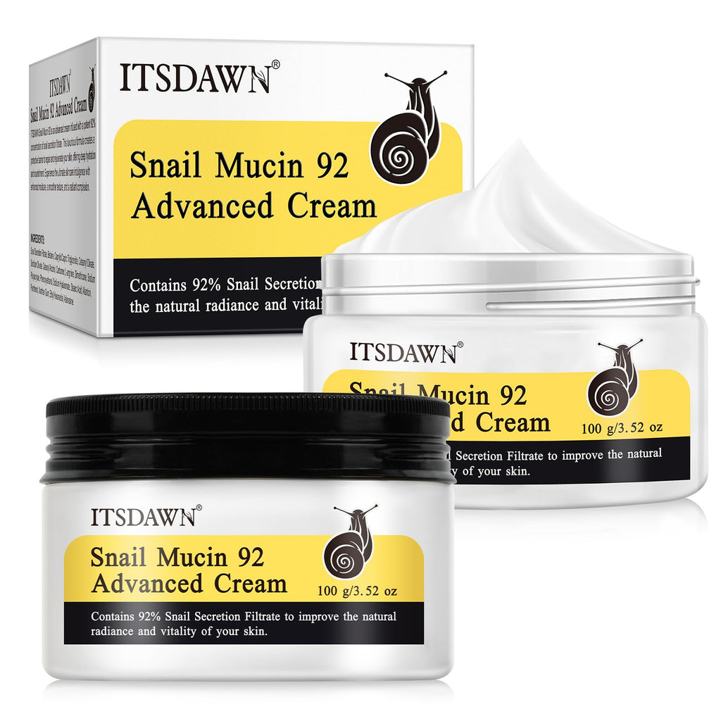 ITSDAWN 2 Pack Snail Mucin 92% Cream 100g – Hydrating Moisturizer for Dry & Sensitive Skin