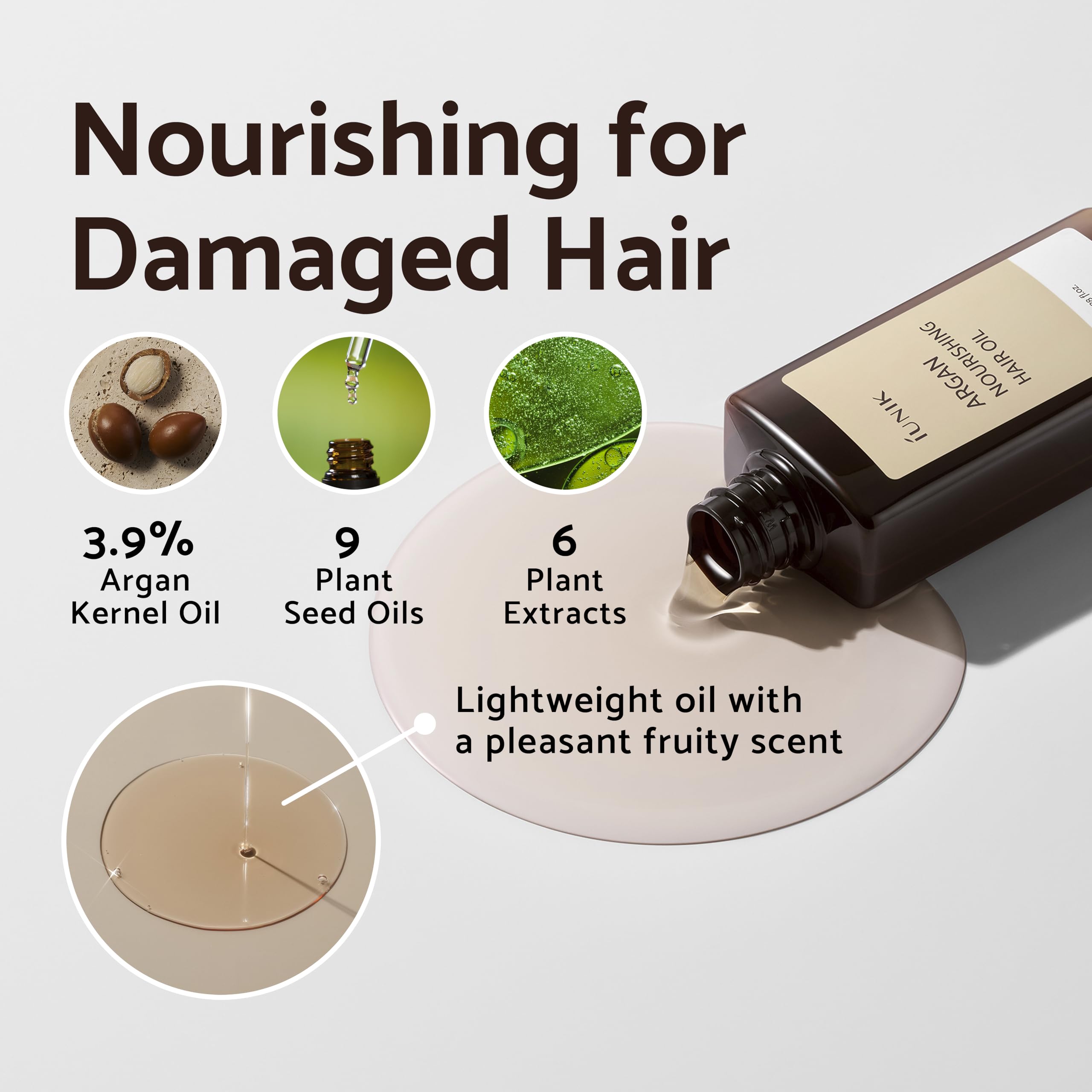 IUNIK Argan 3.9% Hair Oil Serum – Lightweight Nourishing Treatment for Dry & Damaged Hair