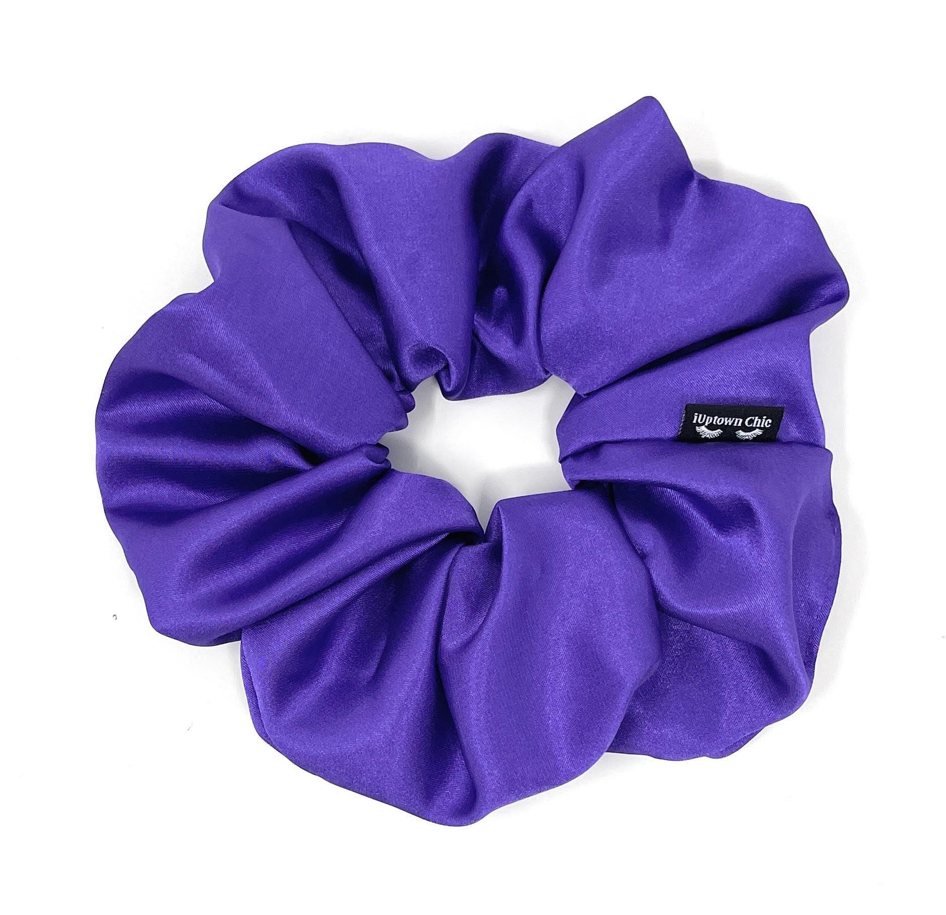 IUPTOWN CHIC Jumbo Satin Scrunchies - XL Purple, Frizz Prevention & Breakage Protection
