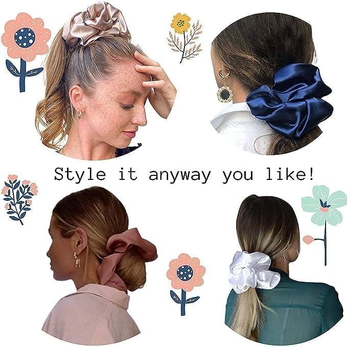 IUPTOWN CHIC Jumbo Satin Scrunchies - XL Purple, Frizz Prevention & Breakage Protection