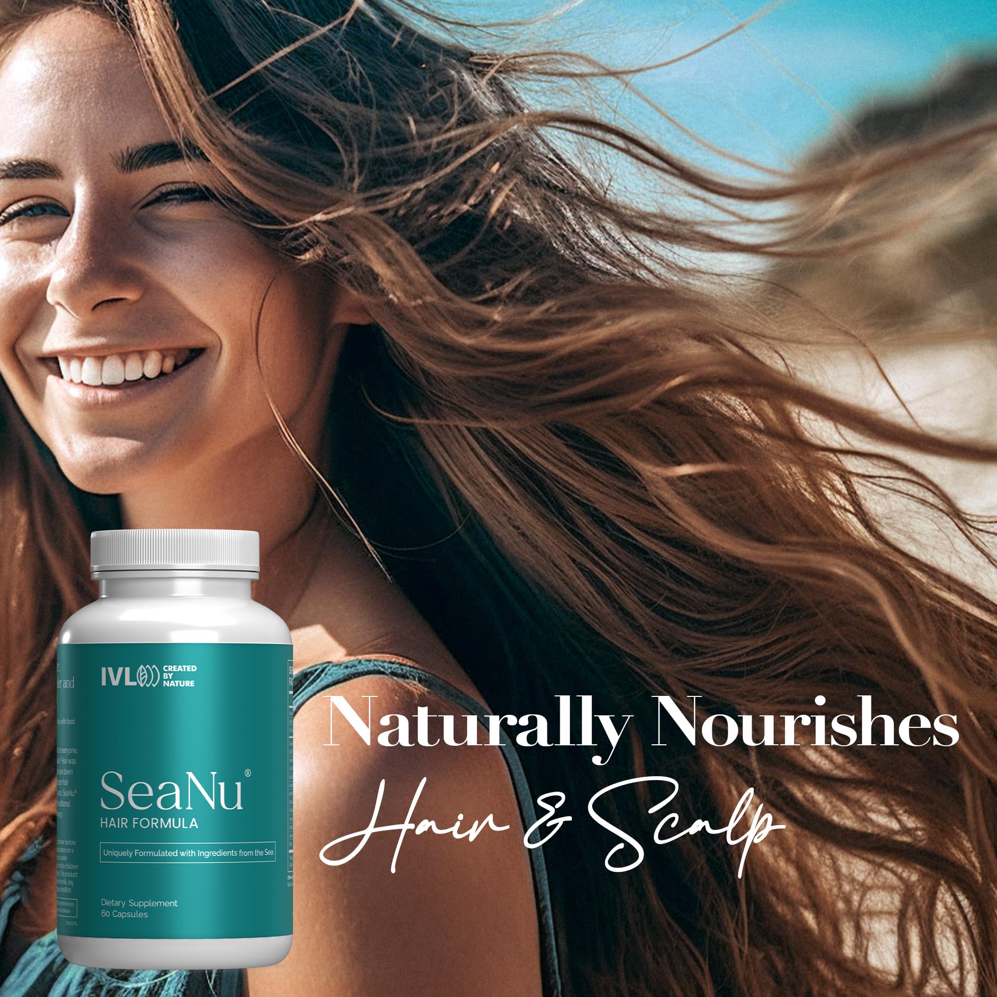 IVL SeaNu Hair Vitamins – Biotin, Zinc & Saw Palmetto for Hair Growth (1 Pack)