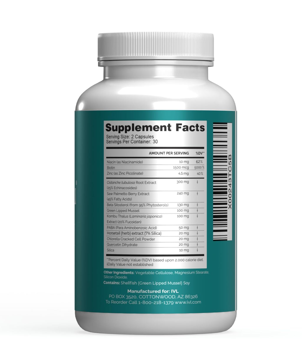 IVL SeaNu Hair Vitamins – Biotin, Zinc & Saw Palmetto for Hair Growth (1 Pack)