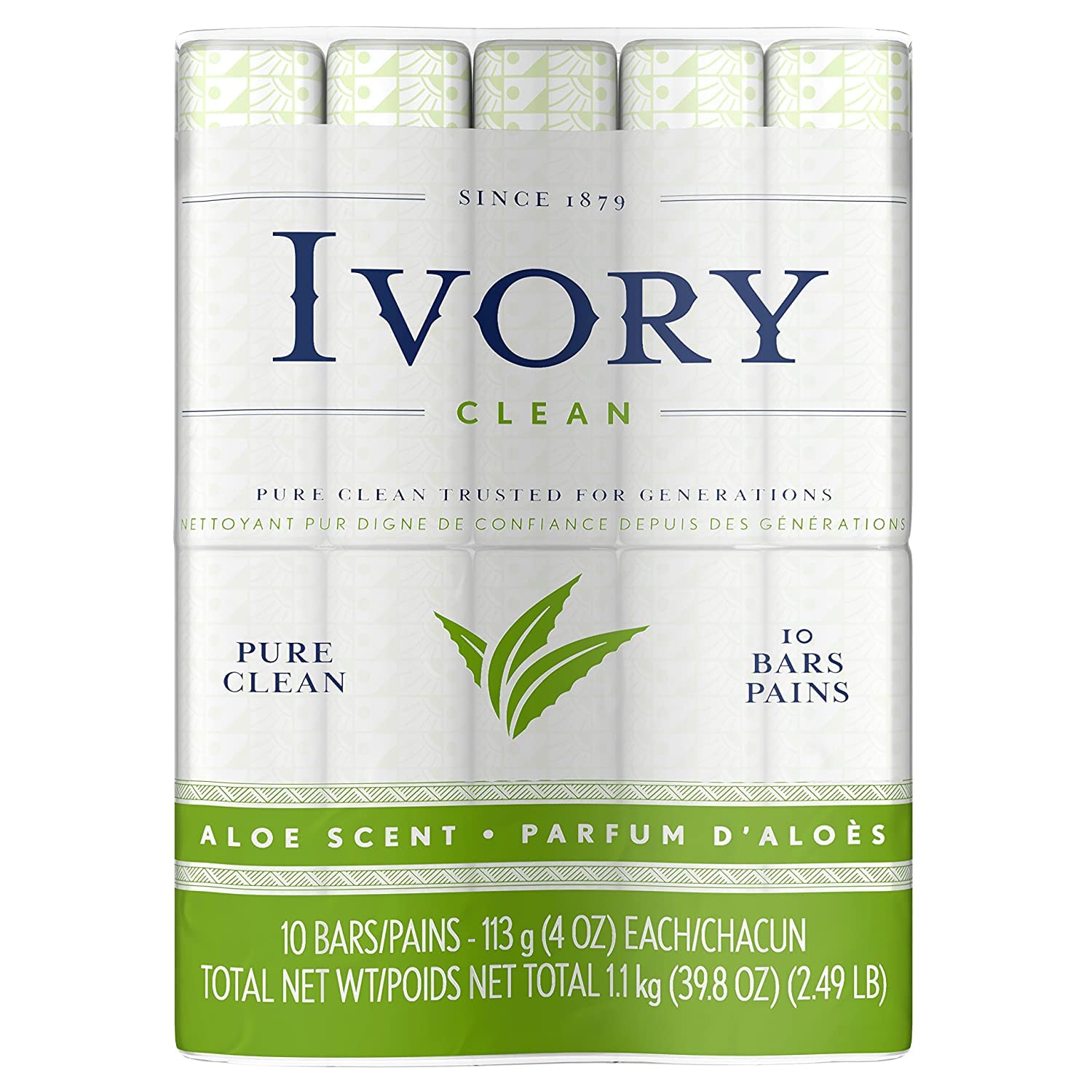 Ivory Aloe Bar Soap — Bath Size, 10 Count (Pack of 2) | Gentle, Pure Cleansing