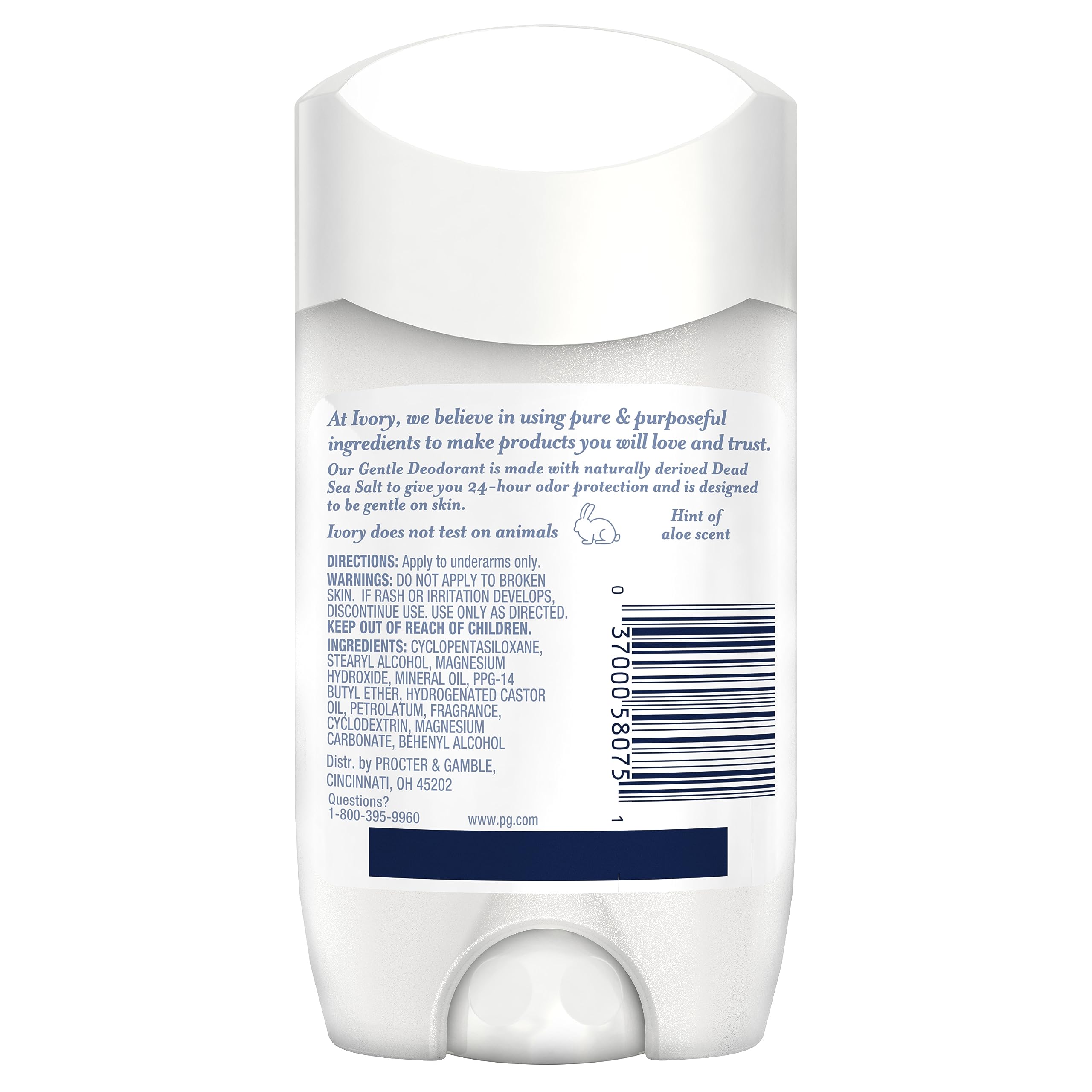 Ivory Aluminum Free Deodorant with Hint of Coconut — 24-Hour Gentle Odor Protection, 6-Pack
