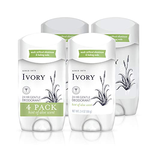 Ivory Deodorant with Hint of Aloe – Aluminum-Free, 2.4 oz | Pack of 4