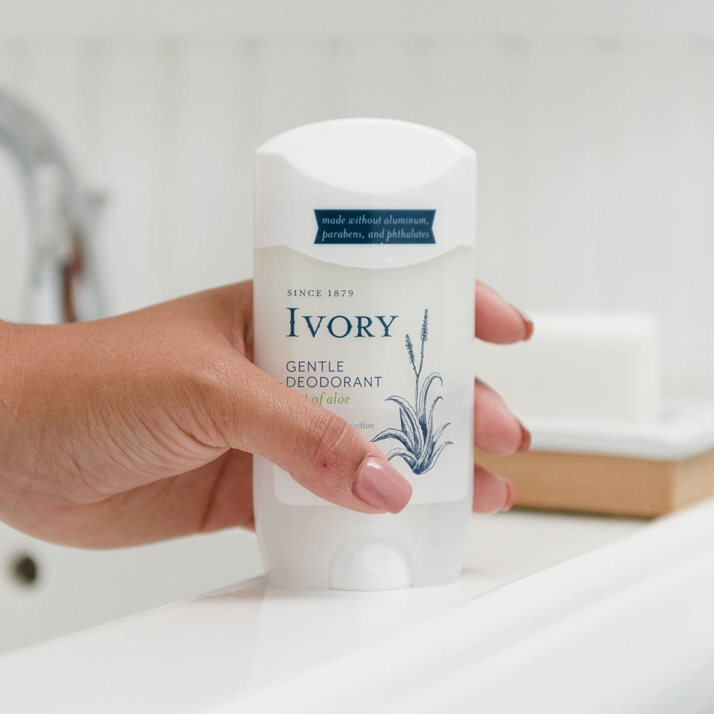 Ivory Deodorant with Hint of Aloe – Aluminum-Free, 2.4 oz | Pack of 4