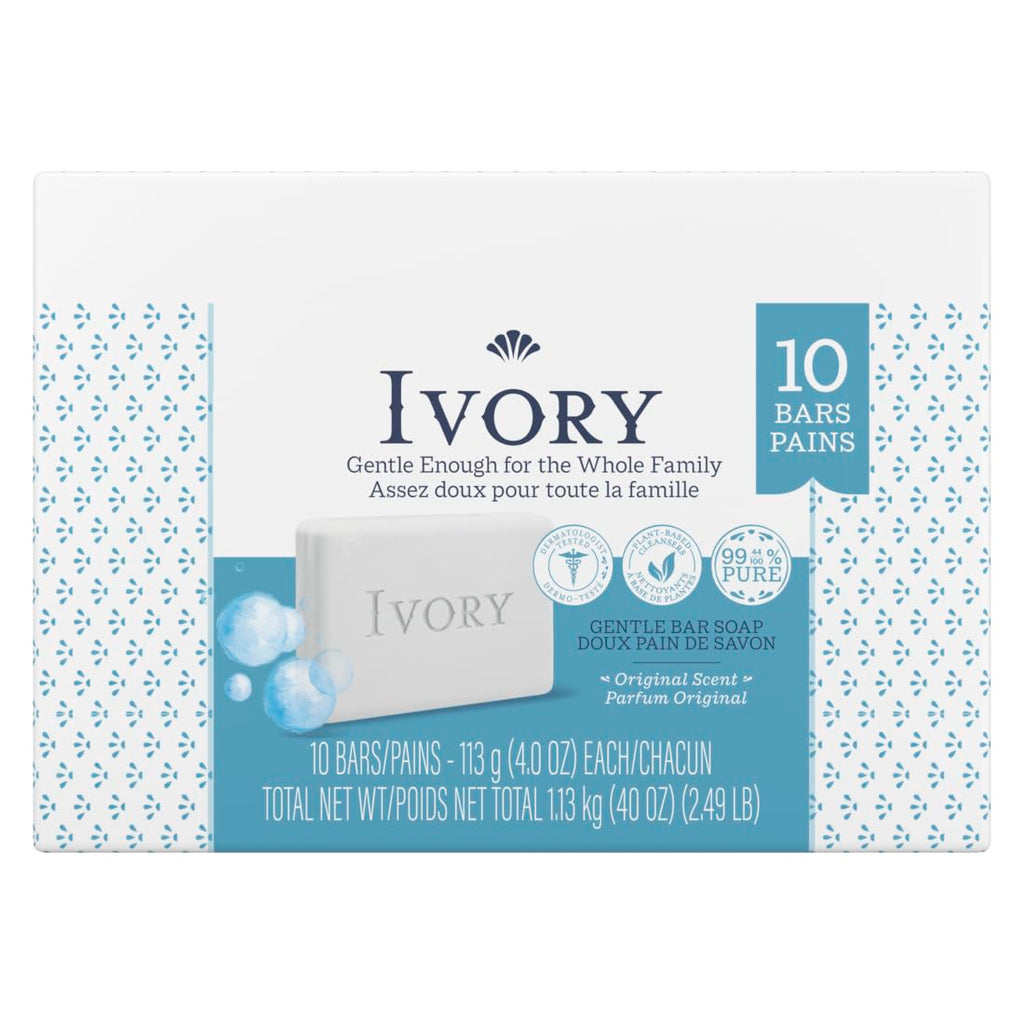 Ivory Original Bar Soap – 20 Bars (4 oz Each) | Pure, Dye-Free Clean for the Whole Family
