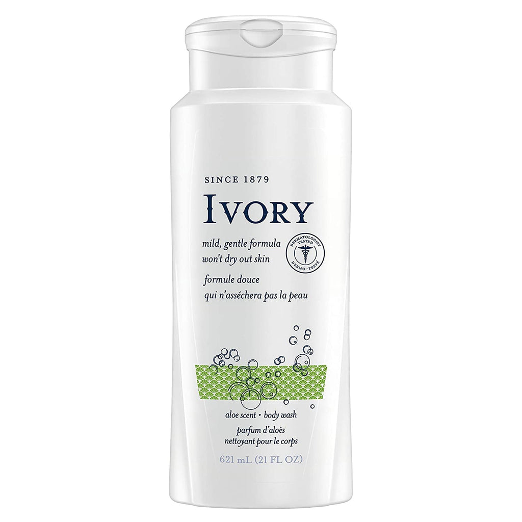 Ivory Aloe Scented Body Wash – 21 oz (Pack of 3) | Gentle, Dye-Free