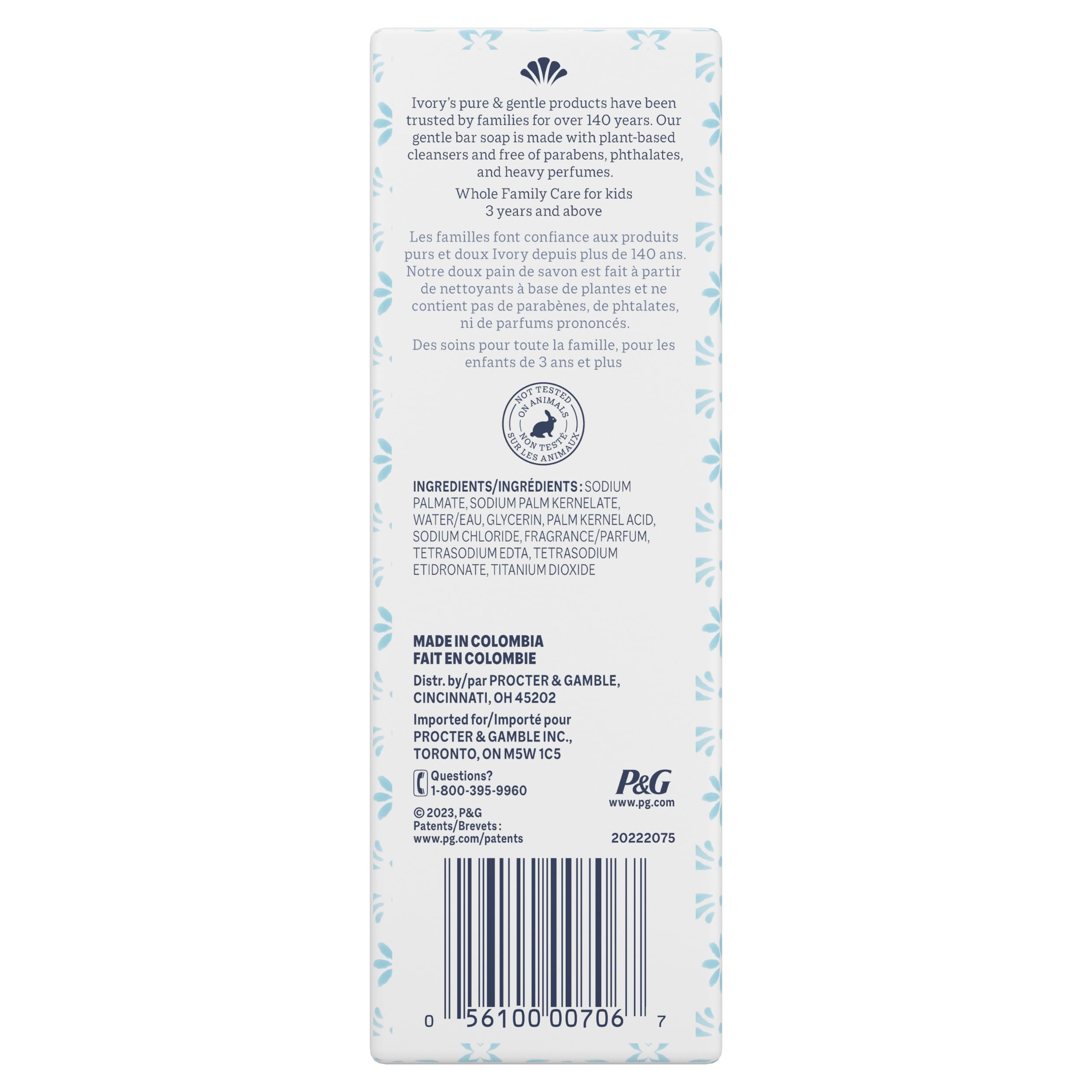 Ivory Gentle Bath Bar Soap – 99.44% Pure, Plant-Based Cleanser, Original Scent, 10 Count