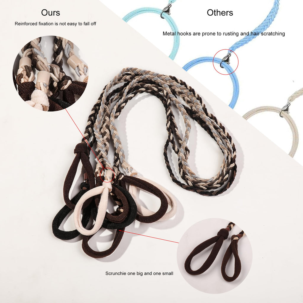 Ivyu Sport Hair Ties for Women – 4 Pack Braided Elastic Pony Tails (40 Inch)