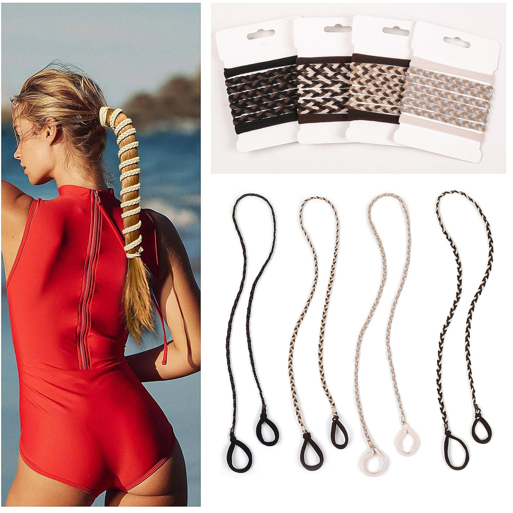 Ivyu Sport Hair Ties for Women – 4 Pack Braided Elastic Pony Tails (40 Inch)