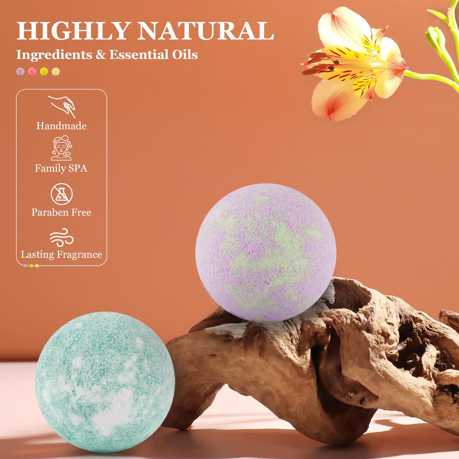 IvyWorkshop Bath Bombs Gift Set — 50 Pcs, 10 Scents, Natural Handmade Bubble Bath