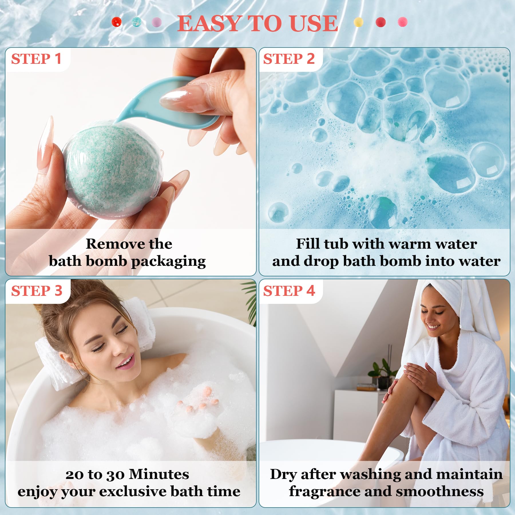 IvyWorkshop Bath Bombs Gift Set — 50 Pcs, 10 Scents, Natural Handmade Bubble Bath