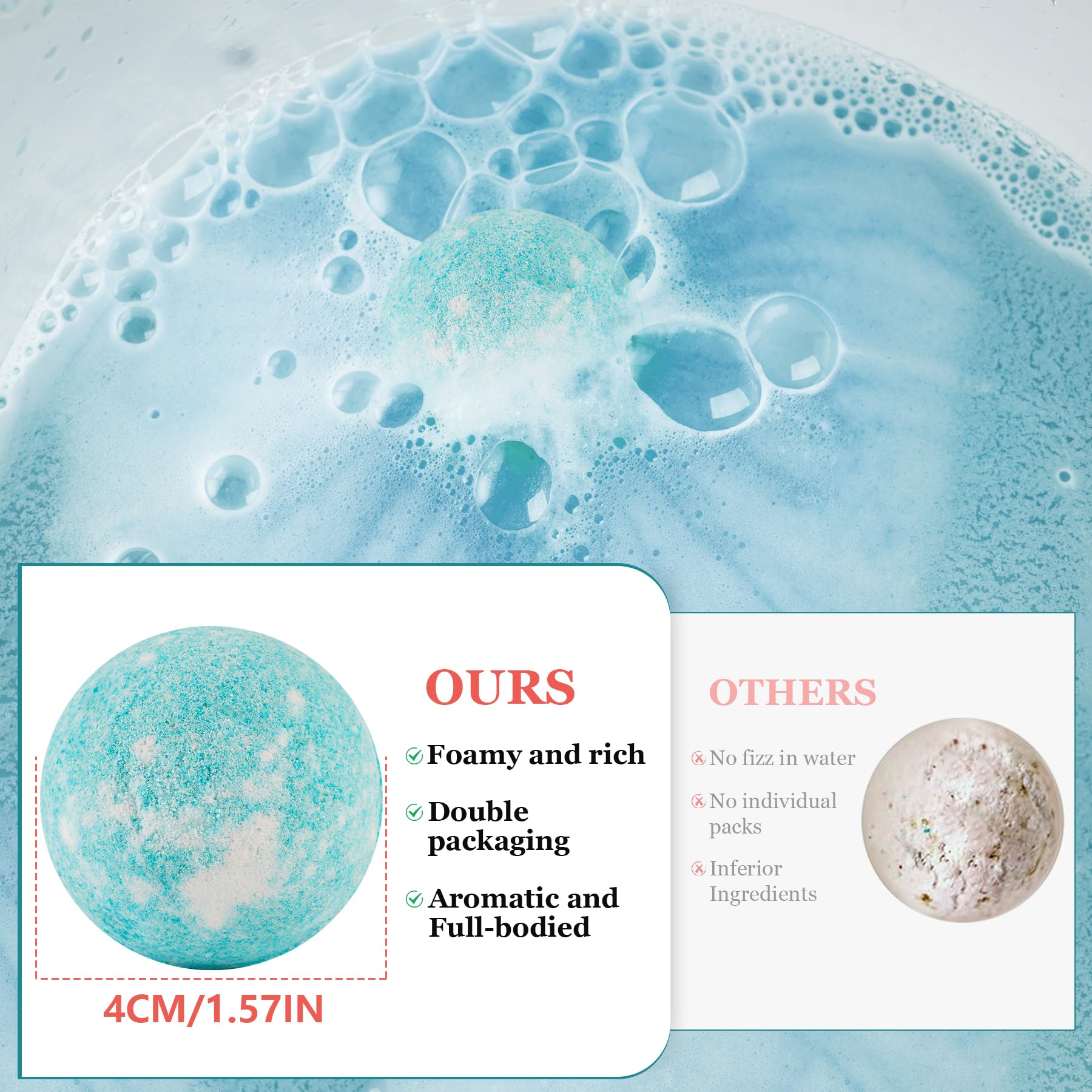 IvyWorkshop Bath Bomb Gift Set – 50 Natural Bubble Bath Bombs, 10 Scents, Handmade Spa Gift for Women