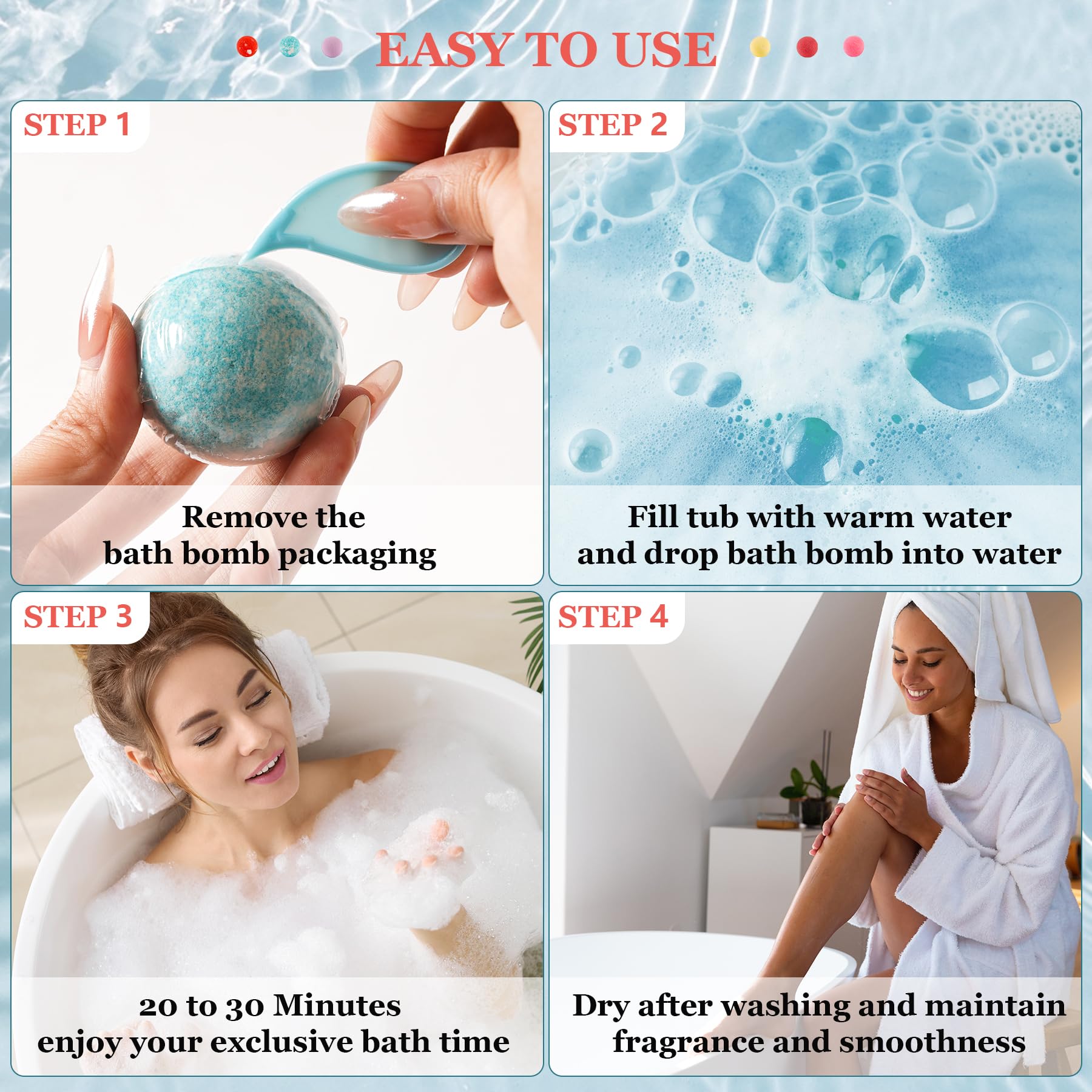 IvyWorkshop Bath Bomb Gift Set – 50 Natural Bubble Bath Bombs, 10 Scents, Handmade Spa Gift for Women