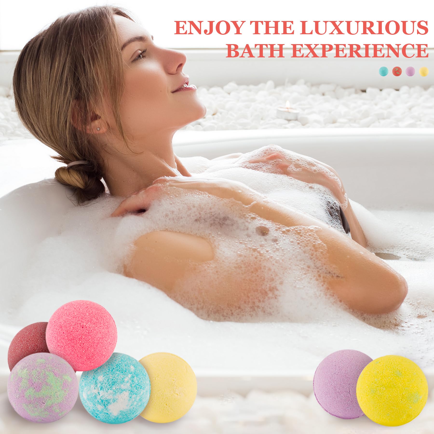 IvyWorkshop Bath Bomb Gift Set – 50 Natural Bubble Bath Bombs, 10 Scents, Handmade Spa Gift for Women