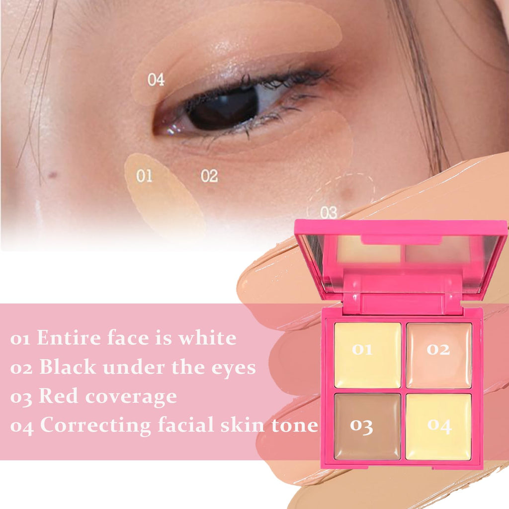IWAWA Concealer Full Coverage Palette 01 – 4-Shade, Long-Lasting, Waterproof Concealer for Face & Body (0.28 oz)