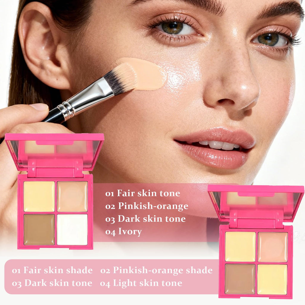 IWAWA Concealer Full Coverage Palette 01 – 4-Shade, Long-Lasting, Waterproof Concealer for Face & Body (0.28 oz)