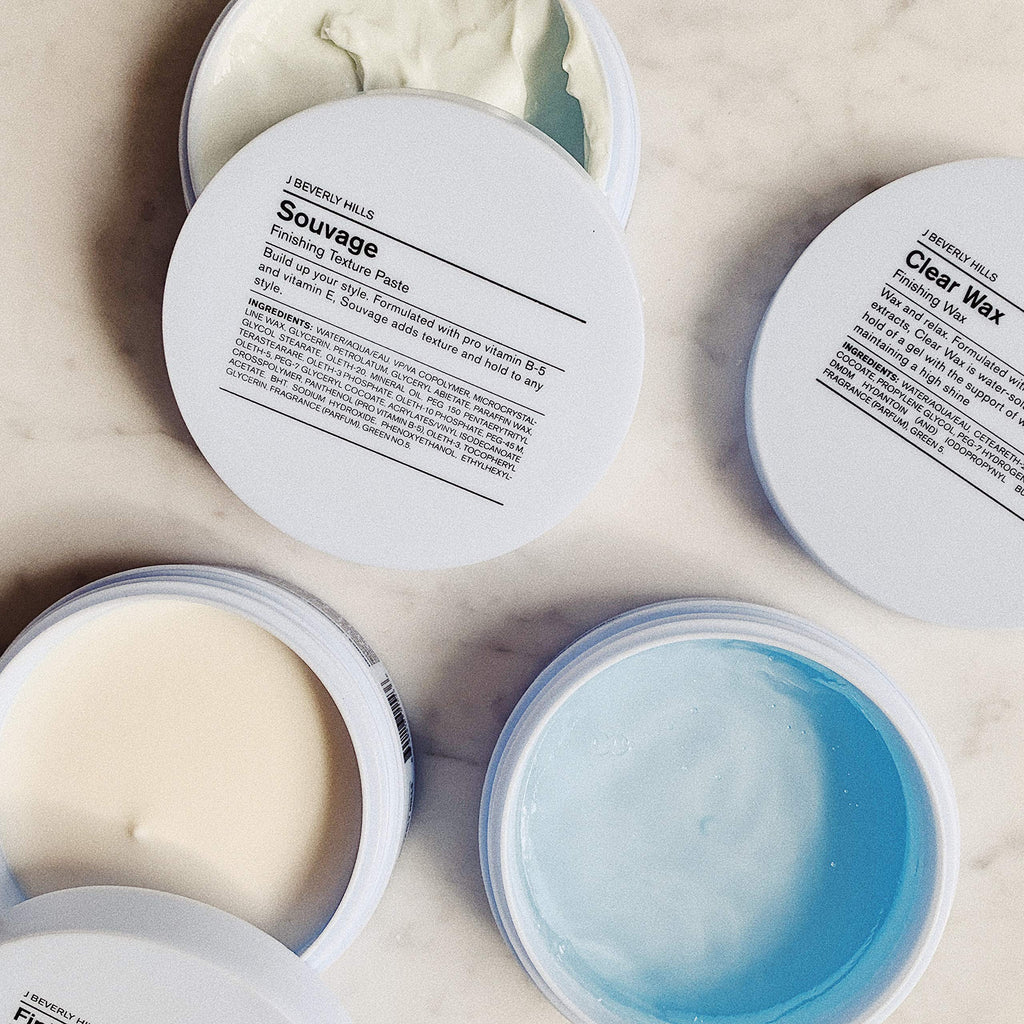 J Beverly Hills Blue Souvage Finishing Texture Paste – Flexible Hold, Pro-Vitamin B5 & Vitamin E (2.5 oz)