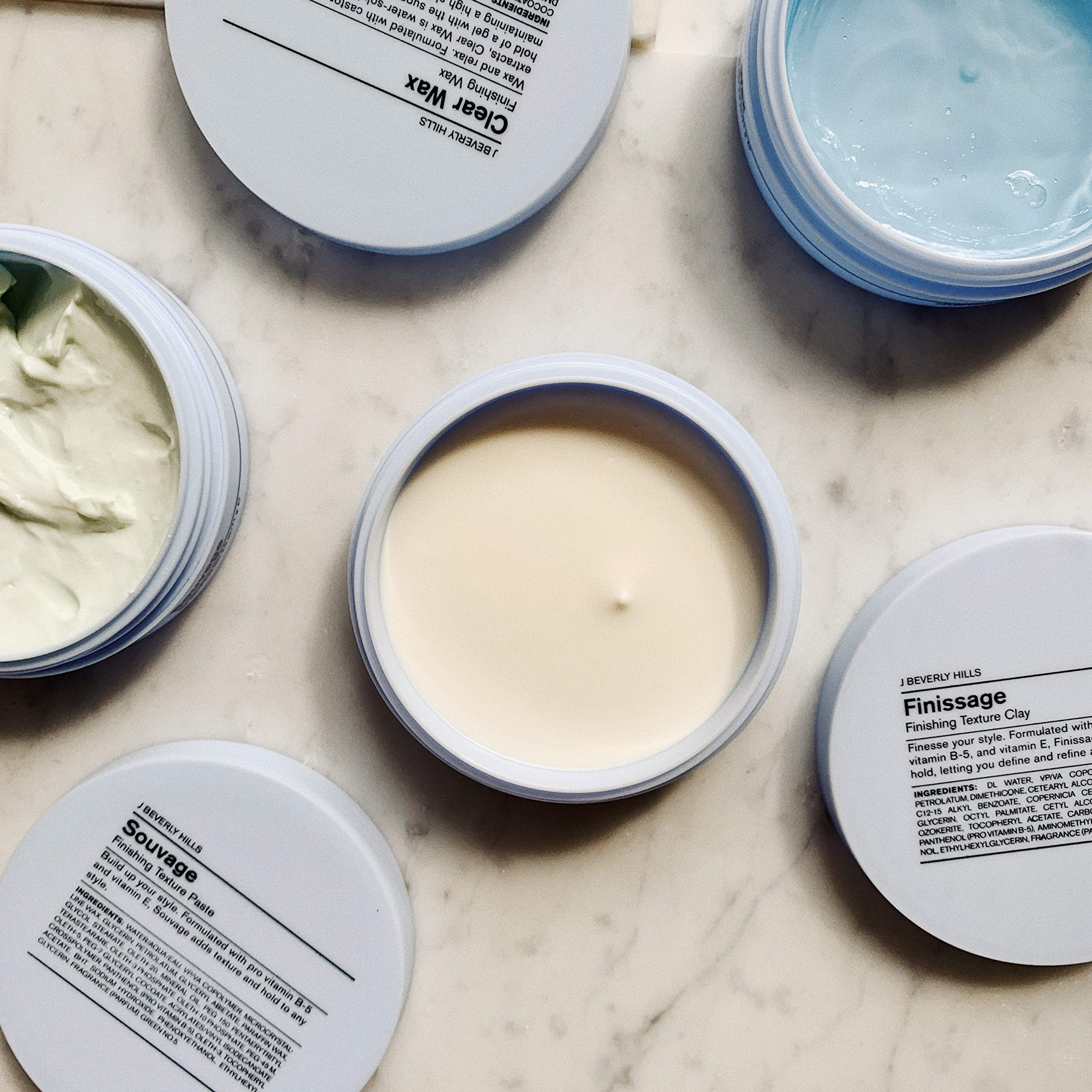 J Beverly Hills Blue Finissage Finishing Texture Cream with Vitamin E - Shine, Definition & Pliable Hold, 2.5 oz