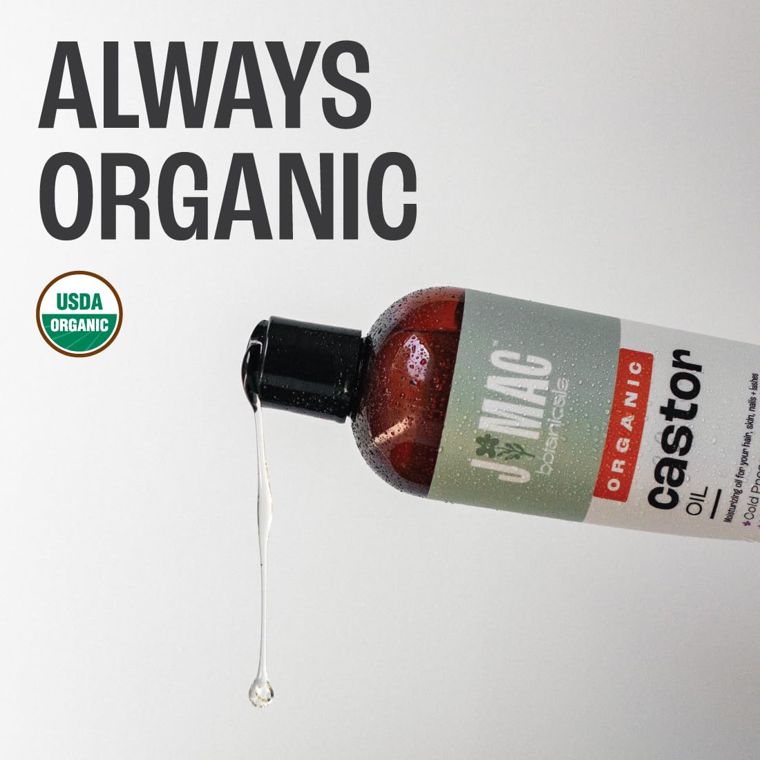 J Mac Botanicals Organic Castor Oil, Cold-Pressed (32 oz) – Two 16 oz Bottles, Hexane-Free for Face, Skin, Eyelashes
