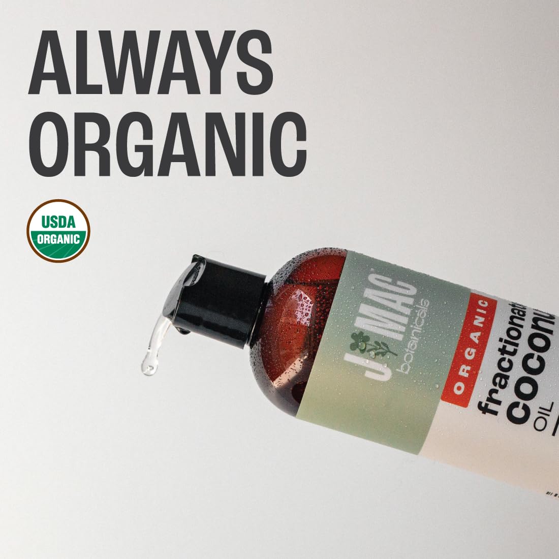 J MAC BOTANICALS Organic Fractionated Coconut Oil 16oz – Carrier Oil for Essential Oils, Hair & Skin