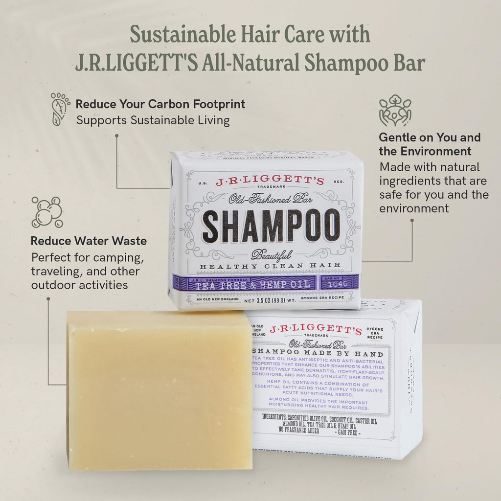 J.R.LIGGETT'S Shampoo Bar - Moisturizing, All-Natural Solid Shampoo with Coconut Oil & Aloe Vera | Sulfate-Free Detergent-Free 3.5 oz x3