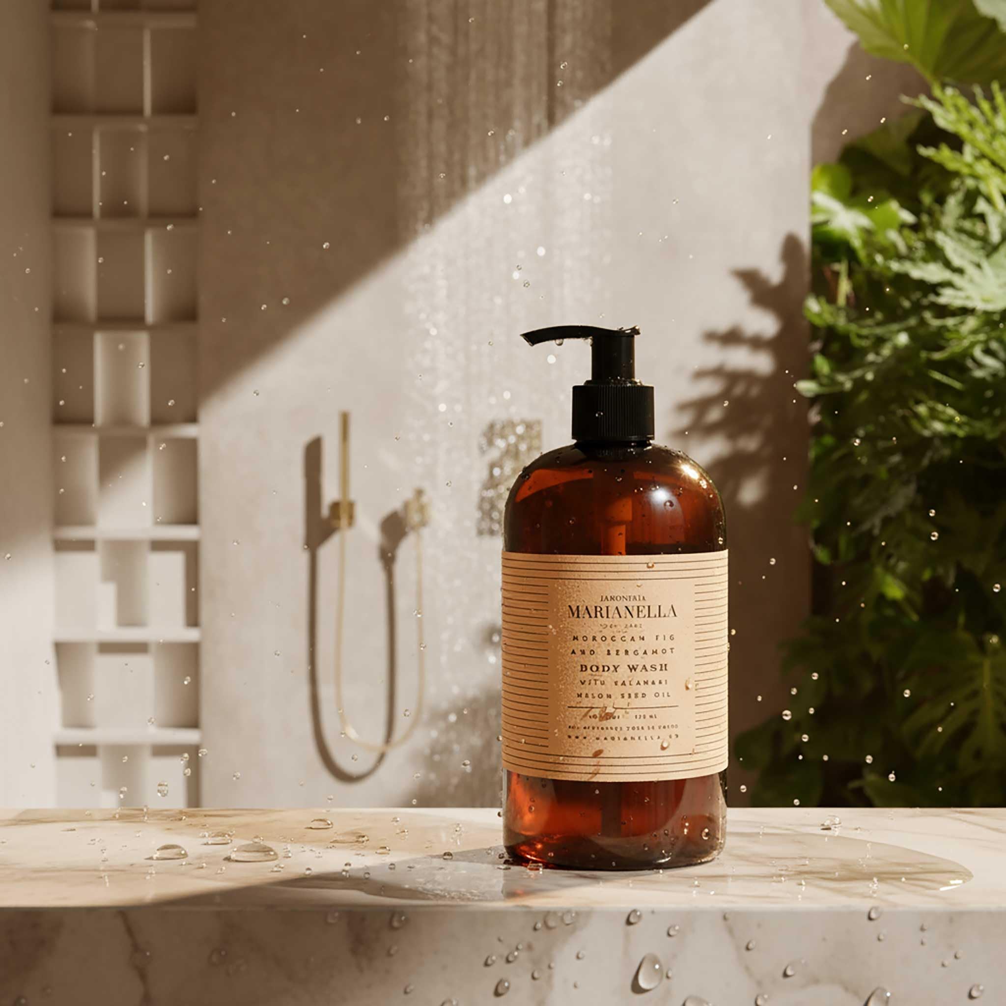 Jaboneria Marianella Hawaiian Black Lava Body Wash – 16 oz with Coconut, Olive & Jojoba Oils, Aloe & Kalahari Melon