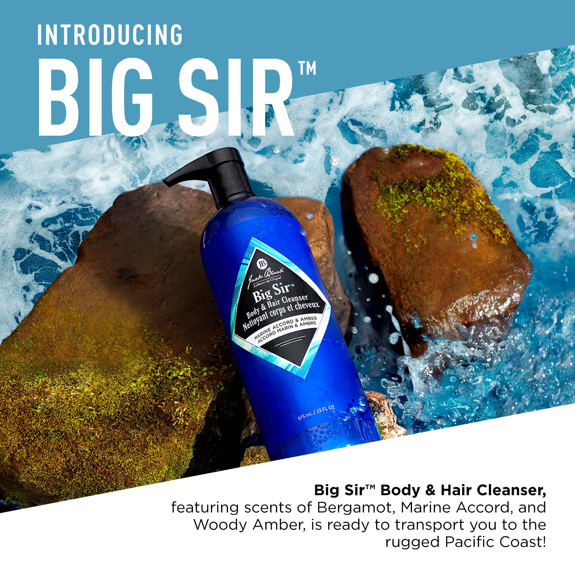 Jack Black Big Sir Body & Hair Cleanser – 33 oz, Marine Accord & Amber | Sulfate-Free