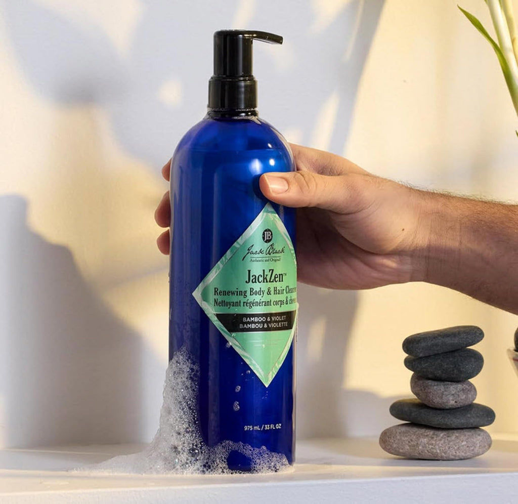 Jack Black JackZen Renewing Body & Hair Cleanser – 33 oz, Bamboo & Violet | Dual-Purpose, Sulfate-Free