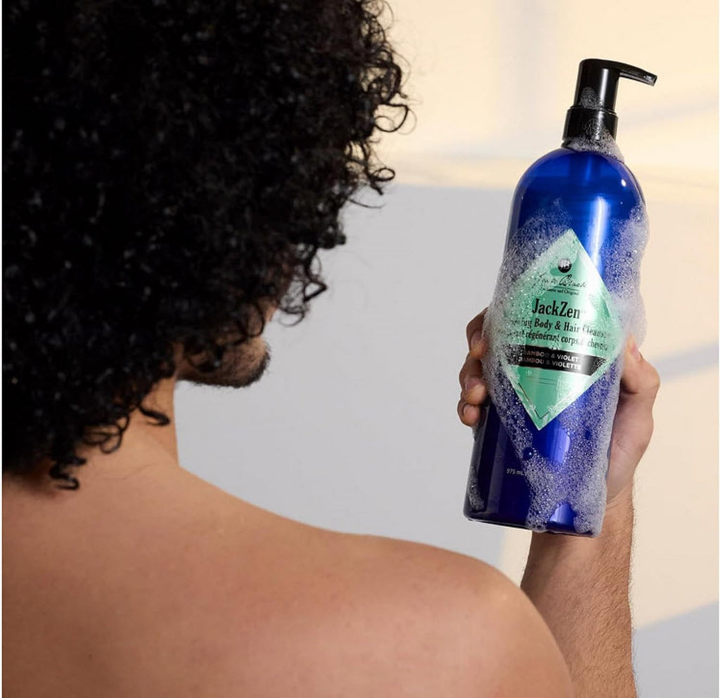 Jack Black JackZen Renewing Body & Hair Cleanser – 33 oz, Bamboo & Violet | Dual-Purpose, Sulfate-Free