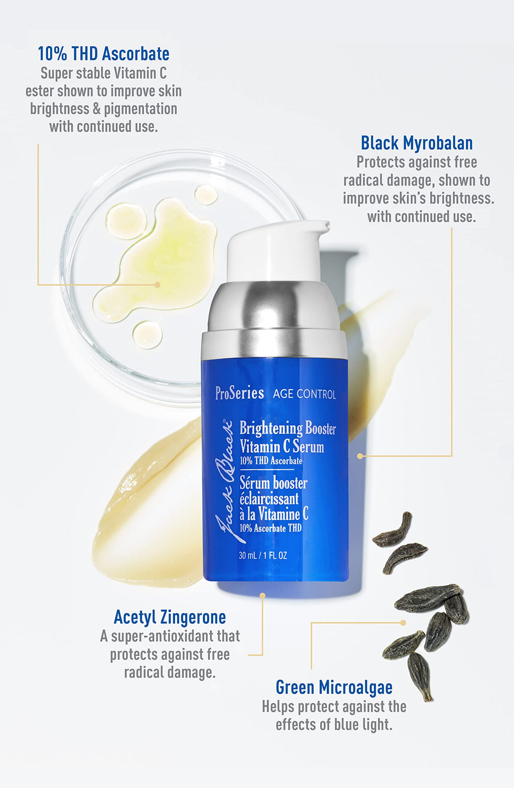 Jack Black Brightening Booster Vitamin C Serum, 1 oz — Hydrating Vitamin C Serum for Radiant, Even-Toned Skin