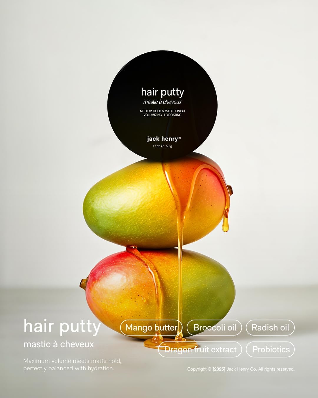 Jack Henry Hair Putty – Natural Matte Finish, Medium Hold, 1.7 oz