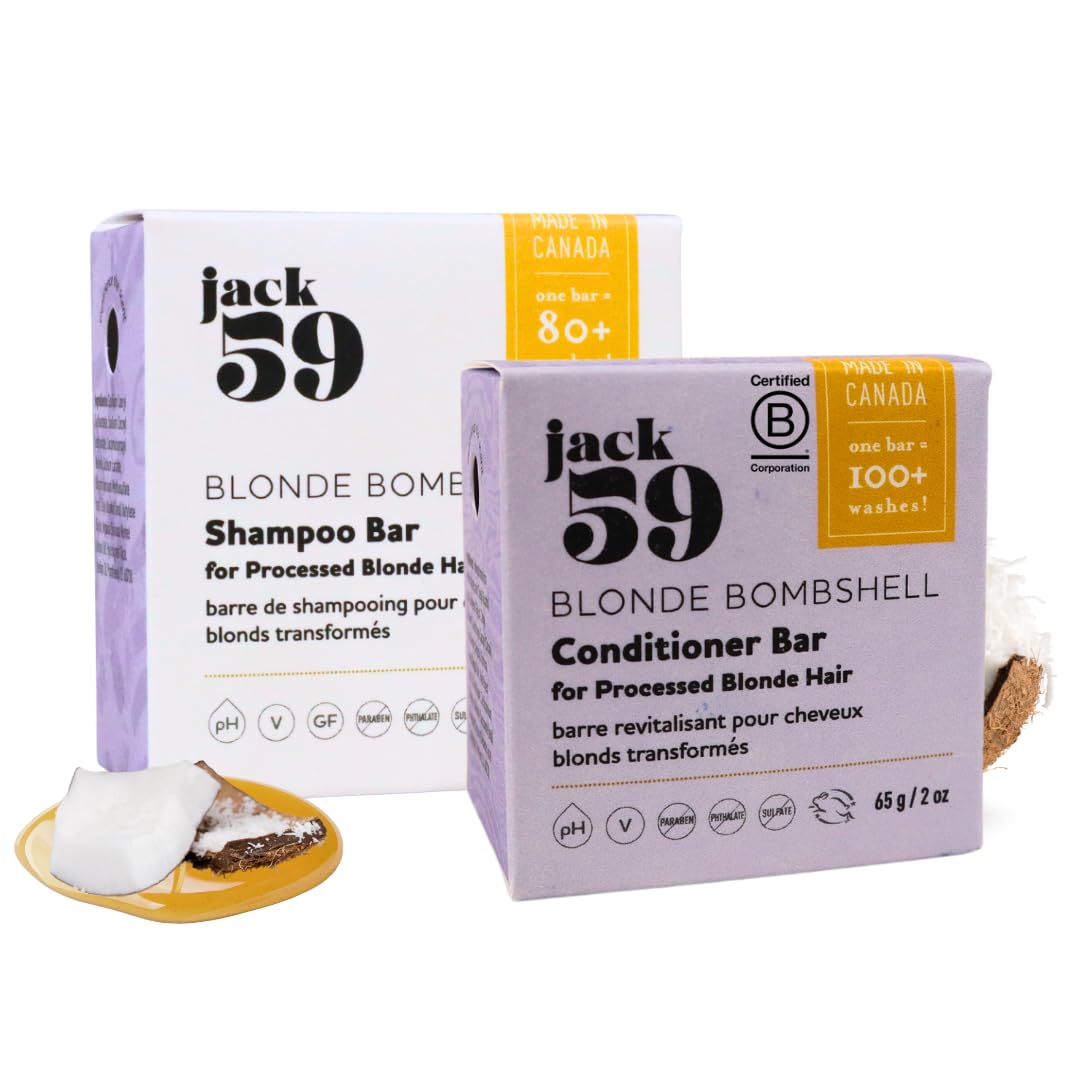 Jack59 All Natural Shampoo & Conditioner Bar Set for Blonde, Silver & Grey Hair – 3 oz & 2 oz (Pack of 2)