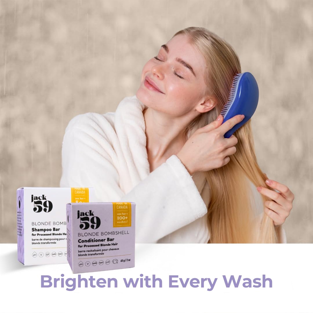 Jack59 All Natural Shampoo & Conditioner Bar Set for Blonde, Silver & Grey Hair – 3 oz & 2 oz (Pack of 2)