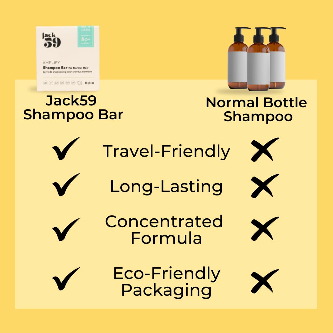 Jack59 All Natural Shampoo Bar for Normal Hair (3oz) | Volume, Shine & Static Reduction
