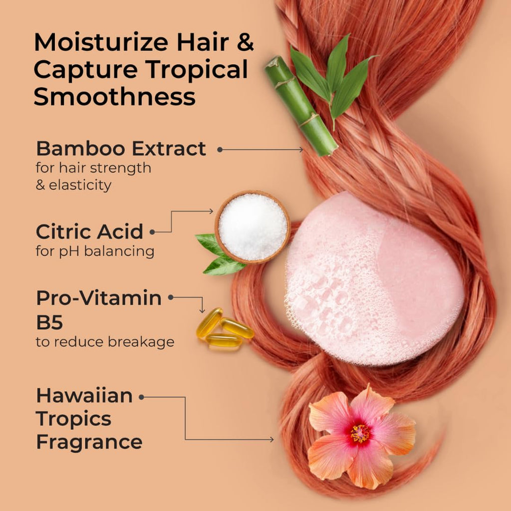 Jack59 Island Tropics All-Natural Shampoo & Conditioner Bar Set — Travel-Ready Pack for Normal, Weak or Treated Hair (3 oz & 2 oz)