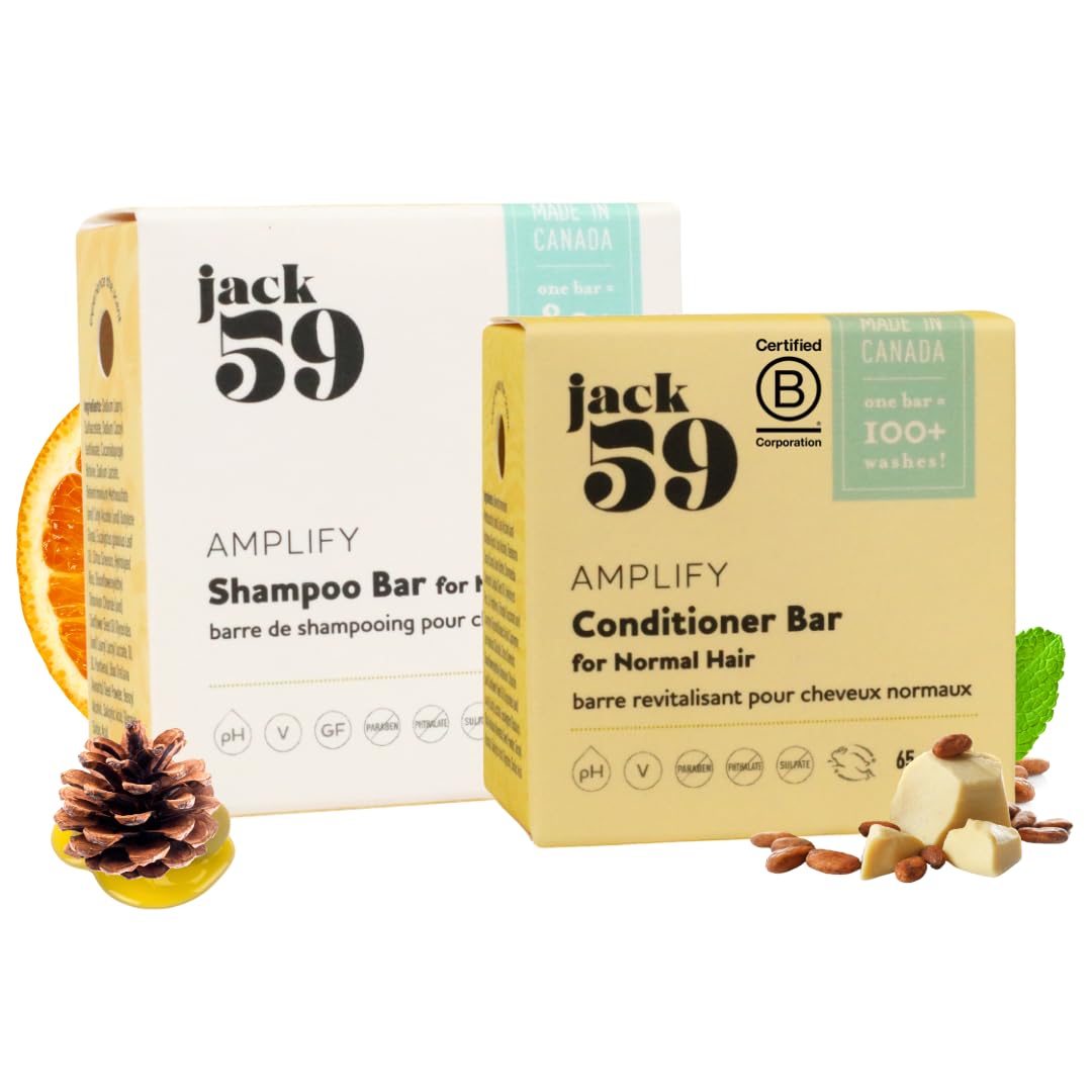 Jack59 All Natural Shampoo & Conditioner Set for Normal Hair – Volume, Shine, and Soothing Scent