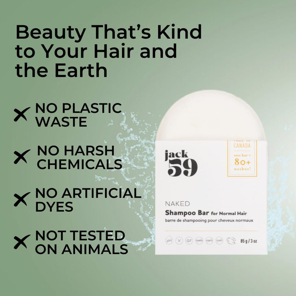 Jack59 All Natural Shampoo Bar for Normal Hair – Fragrance-Free, Unscented (3oz)