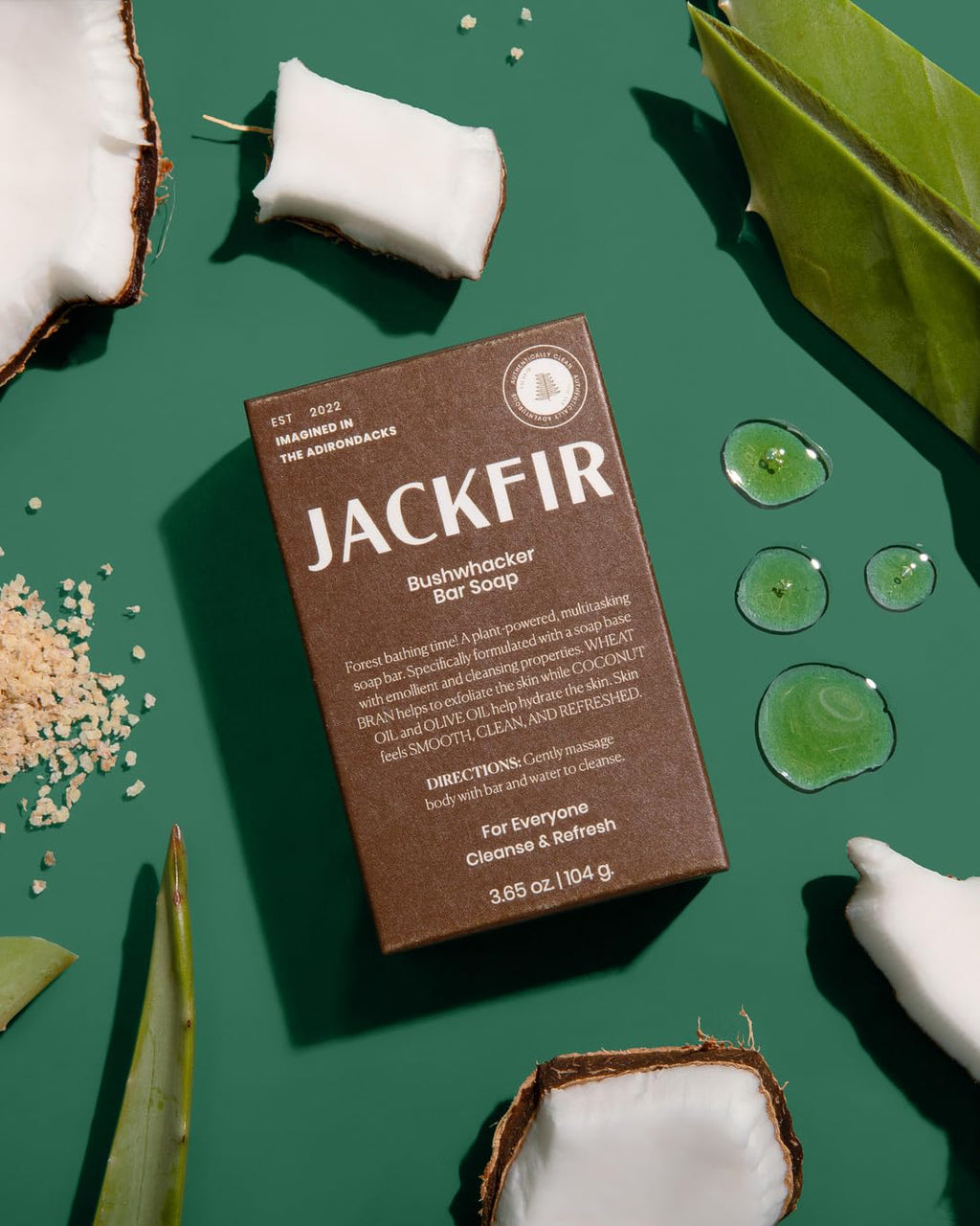 Jackfir Bushwhacker Bar Soap (2-Pack) – Organic, EWG Verified, Exfoliating Wheat Bran & Hydrating Coconut & Olive Oil