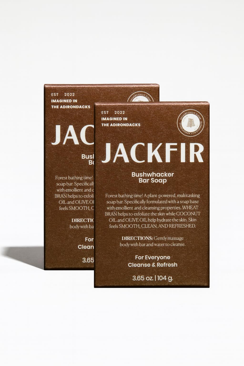 Jackfir Bushwhacker Bar Soap (2-Pack) – Organic, EWG Verified, Exfoliating Wheat Bran & Hydrating Coconut & Olive Oil