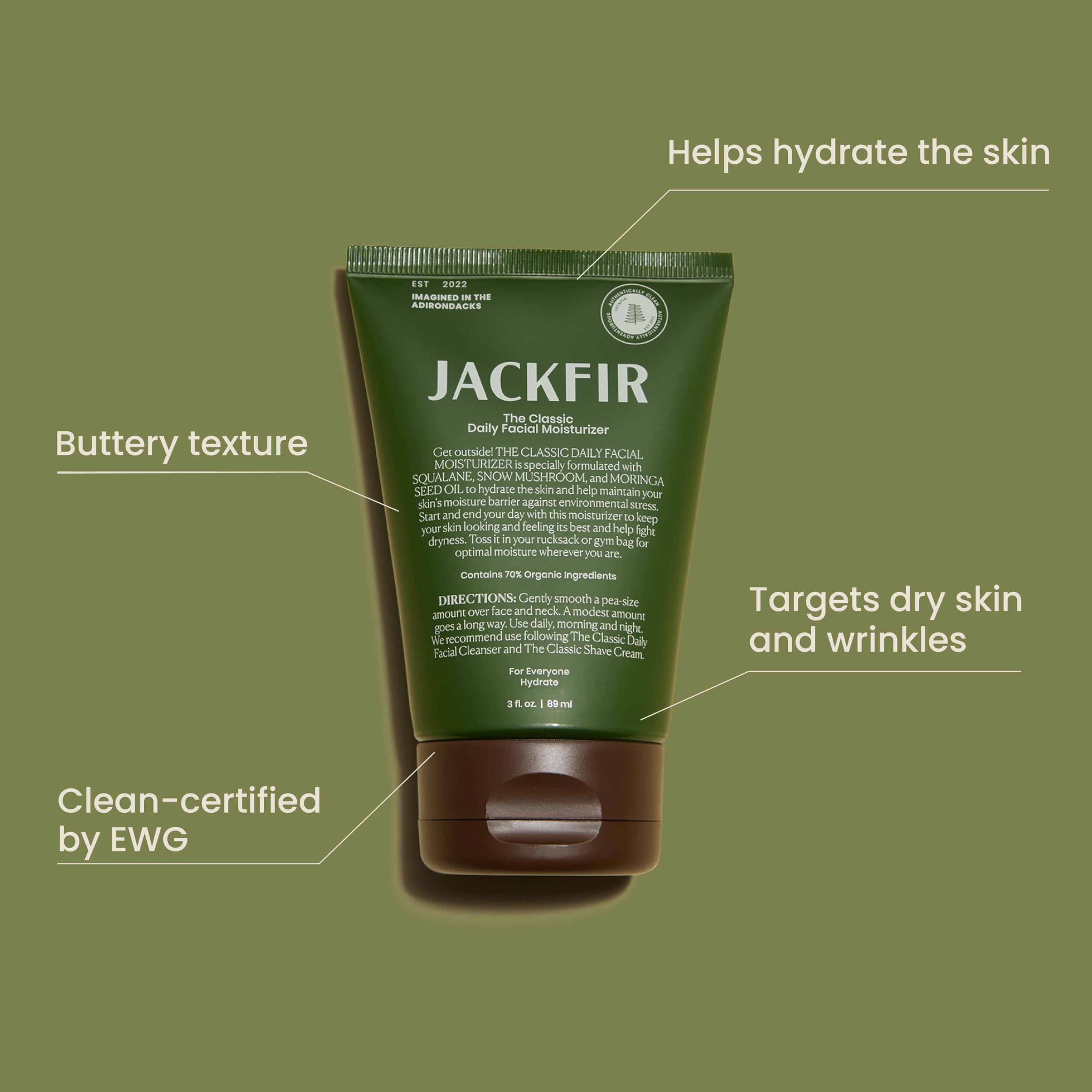 Jackfir The Classic Daily Facial Moisturizer – Organic, EWG Verified Face Cream for All Skin Types