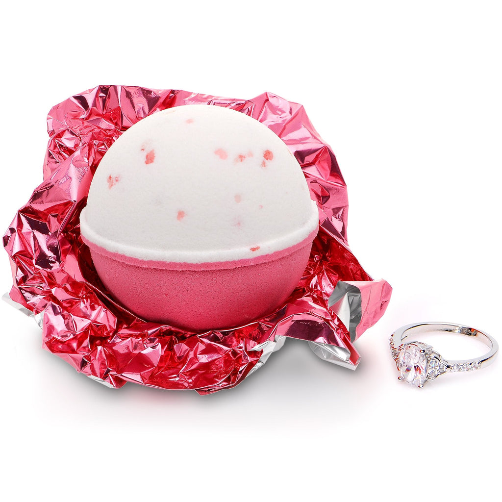 Surprise Ring Bath Bomb – Extra Large 10 oz, Pink Himalayan Sea Salt, USA Made