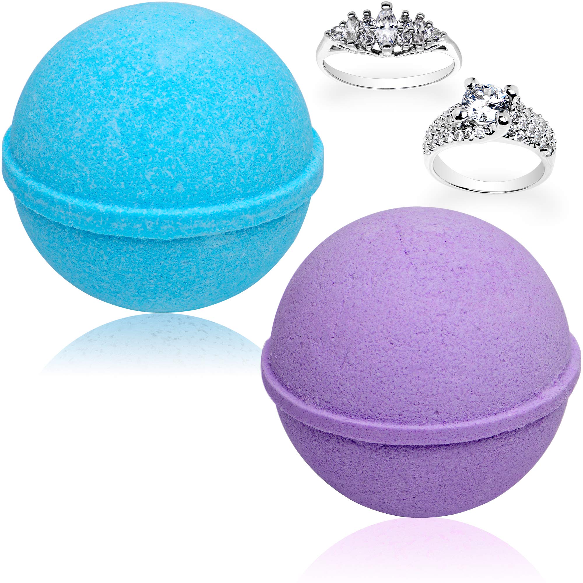 Ocean Breeze Lavender Bath Bombs Gift Set (2 × 10 oz) with Size 9 Ring Inside – Jackpot Candles, Made in USA