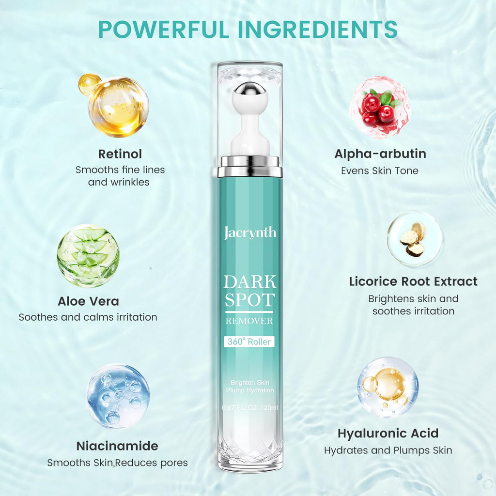 Jacrynth Dark Spot Remover Serum with 360° Roller — Acne Scars & Uneven Tone, 0.7 fl oz