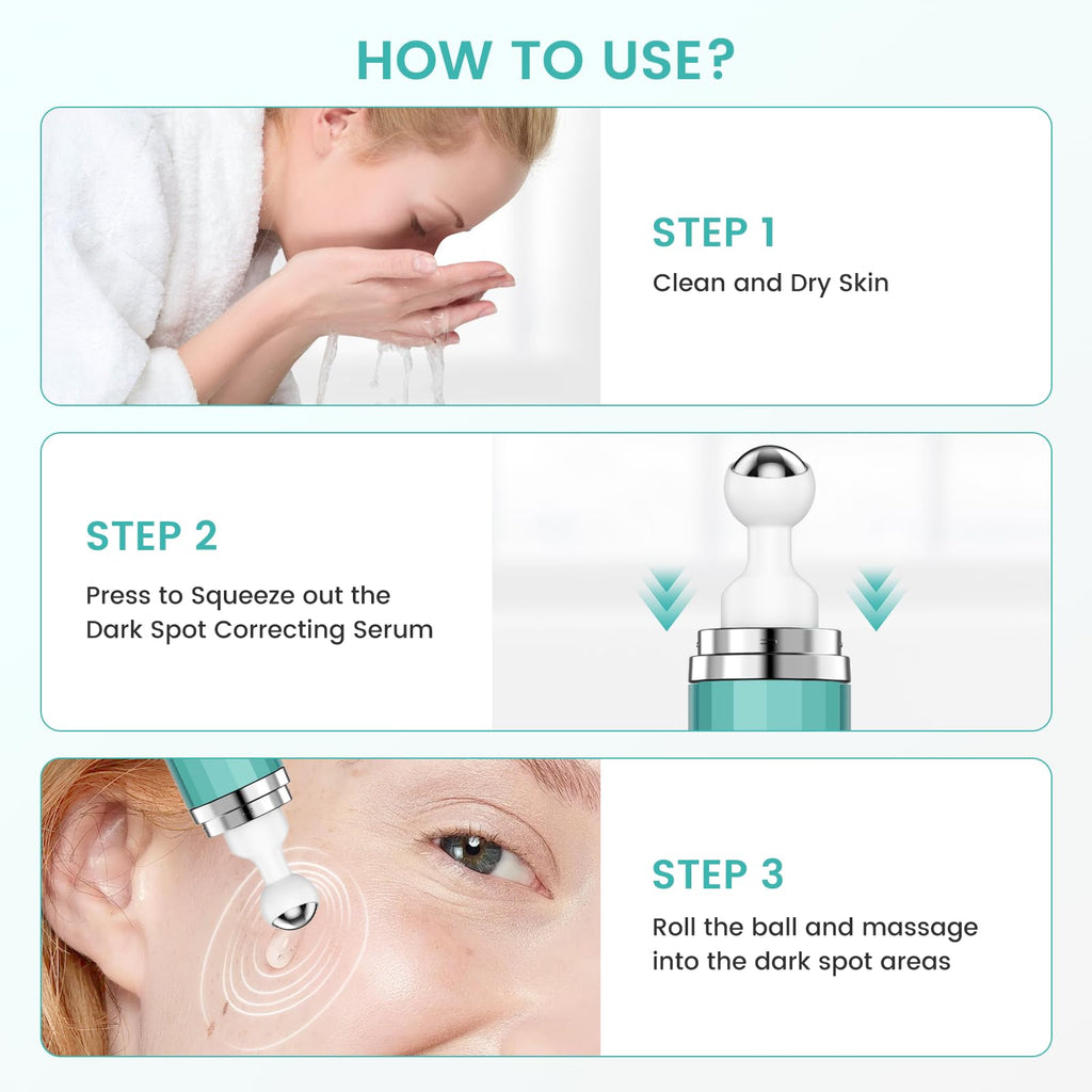 Jacrynth Dark Spot Remover Serum with 360° Roller — Acne Scars & Uneven Tone, 0.7 fl oz