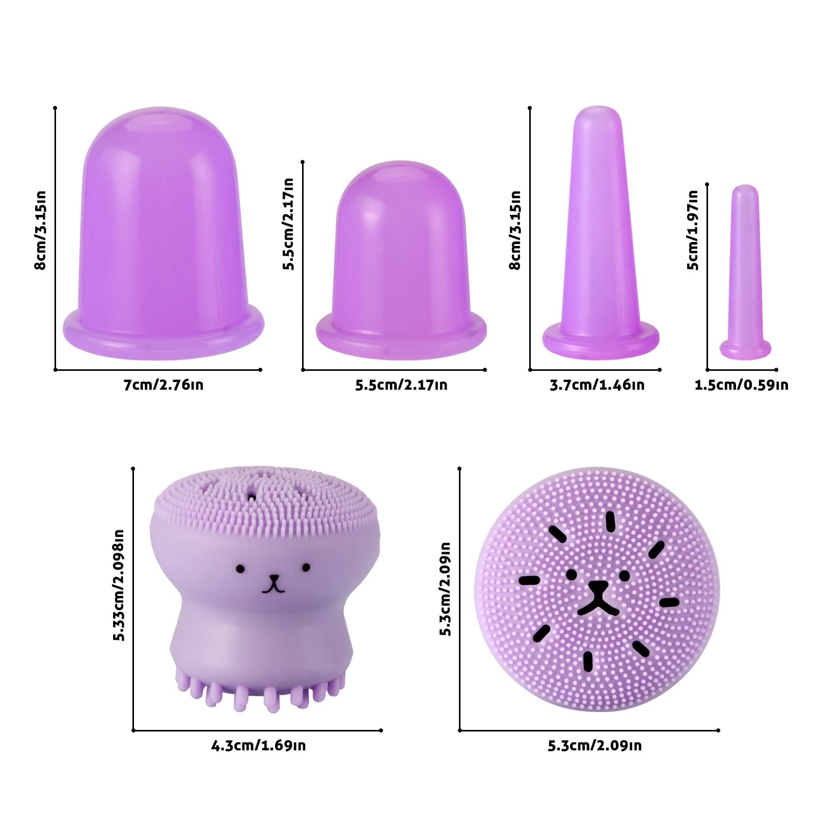 JADE KIT Facial & Body Cupping Set – Silicone Cups for Facial Massage, Skin Tightening & Body Comfort