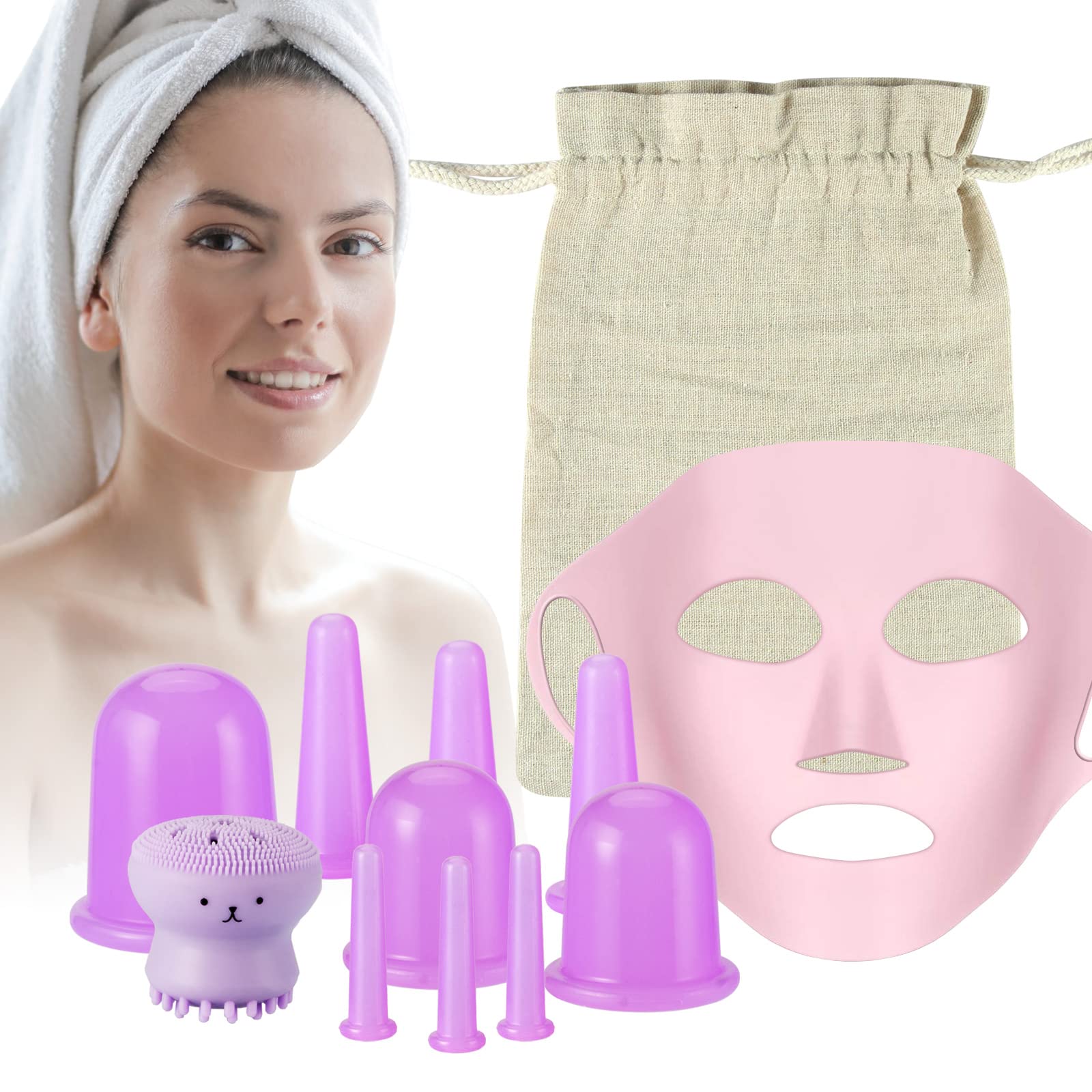 JADE KIT Facial & Body Cupping Set – Silicone Cups for Facial Massage, Skin Tightening & Body Comfort