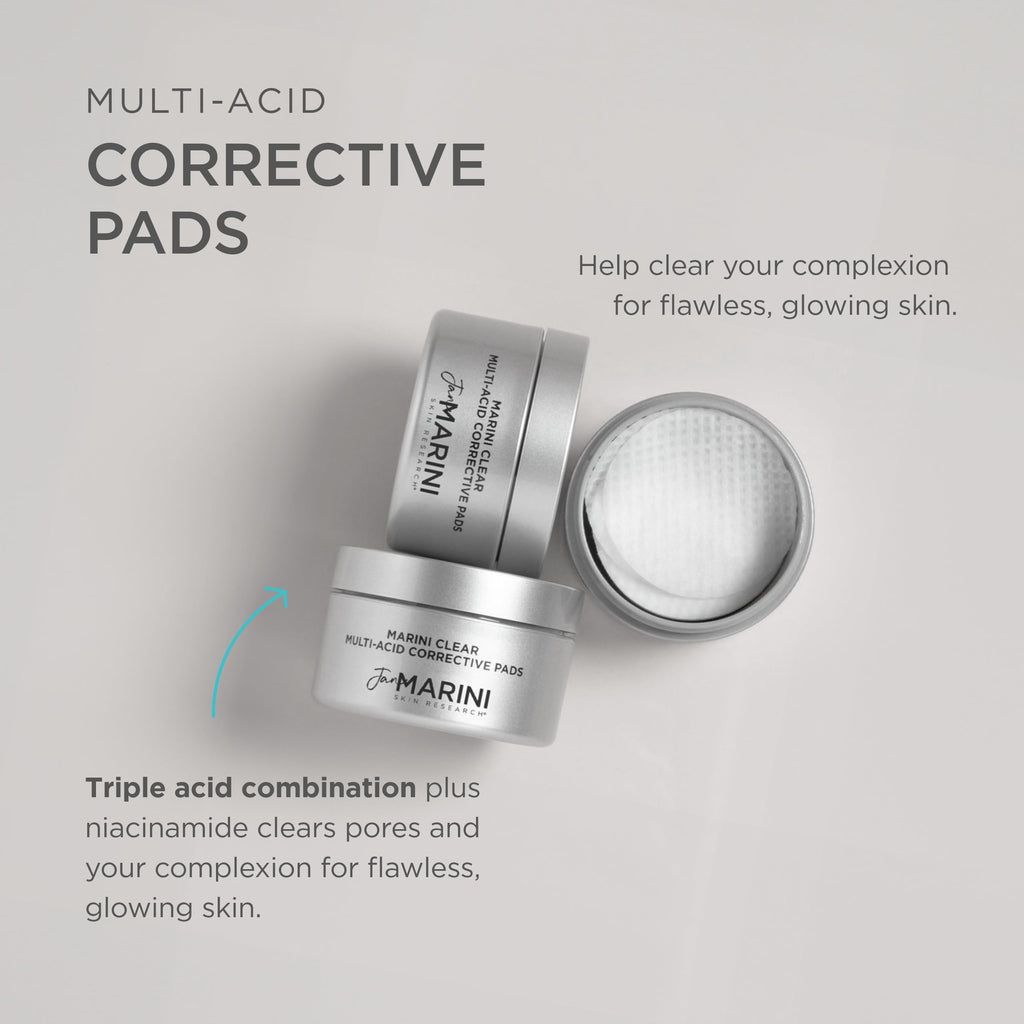Jan Marini Skin Research Marini Clear – Multi-Acid Corrective Pads (30) for Blemish-Prone Skin