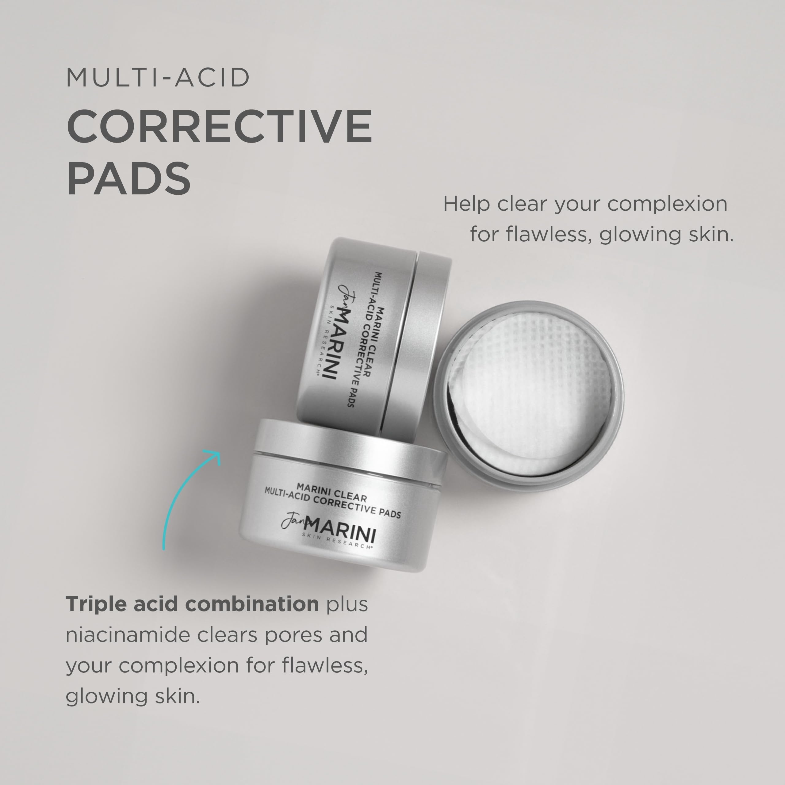 Jan Marini Skin Research Marini Clear – Multi-Acid Corrective Pads (30) for Blemish-Prone Skin